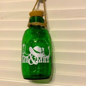 Hand Crafted- ‘Mr & Mrs’ Country Green Barrel Lantern